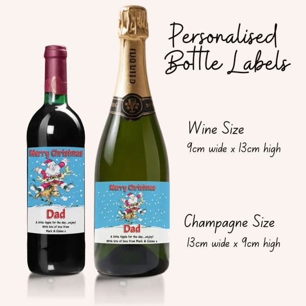 Personalised Christmas Xmas Wine / Champagne Bottle Label Gift N119