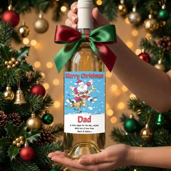 Personalised Christmas Xmas Wine / Champagne Bottle Label Gift N119