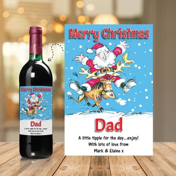 Personalised Christmas Xmas Wine / Champagne Bottle Label Gift N119