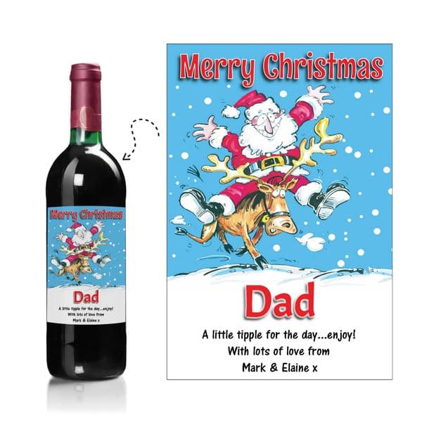 Personalised Christmas Xmas Wine / Champagne Bottle Label Gift N119