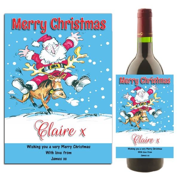 Personalised Christmas Xmas Wine / Champagne Bottle Label Gift N119