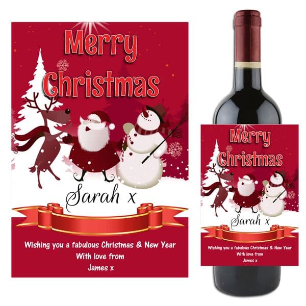 Personalised Christmas Xmas Wine / Champagne Bottle Label Gift N120