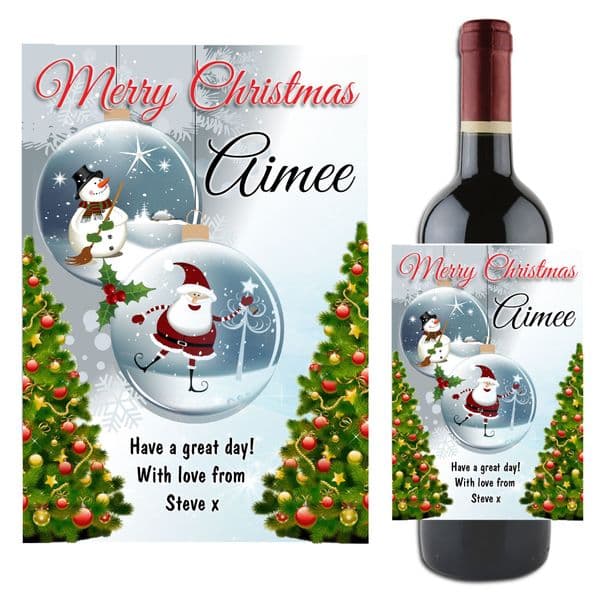 Personalised Christmas Xmas Wine / Champagne Bottle Label Gift N121