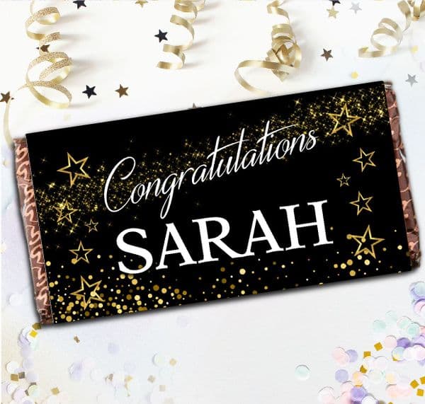 Personalised Congratulations Milk Chocolate Bar - Gift N127 Star Sparkle