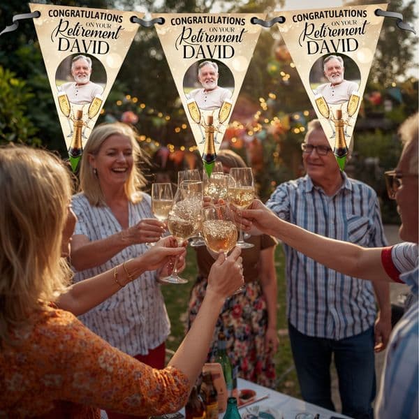 Personalised Congratulations on your Retirement Photo Flag Bunting Banner - N115