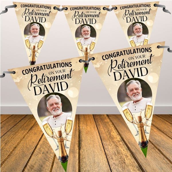 Personalised Congratulations on your Retirement Photo Flag Bunting Banner - N115