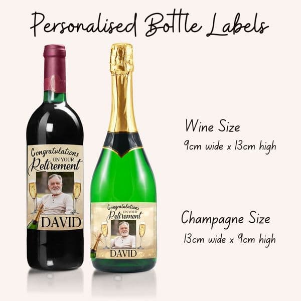 Personalised Congratulations on your Retirement Wine / Champagne Bottle PHOTO Label N201