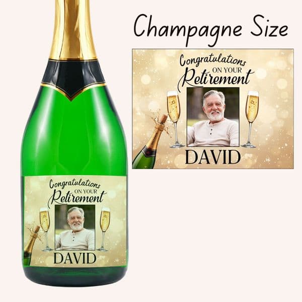 Personalised Congratulations on your Retirement Wine / Champagne Bottle PHOTO Label N201