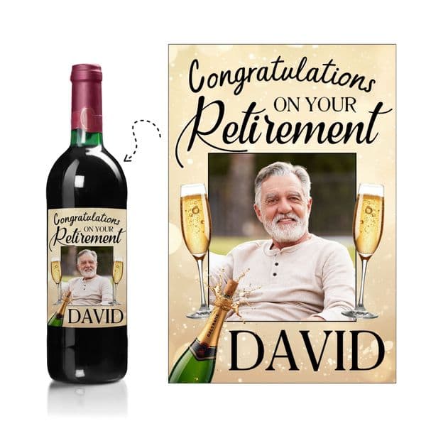 Personalised Congratulations on your Retirement Wine / Champagne Bottle PHOTO Label N201