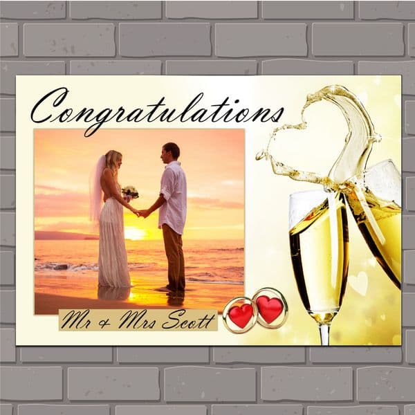 Personalised Congratulations Wedding Engagement Anniversary Party PHOTO Poster Banner N135
