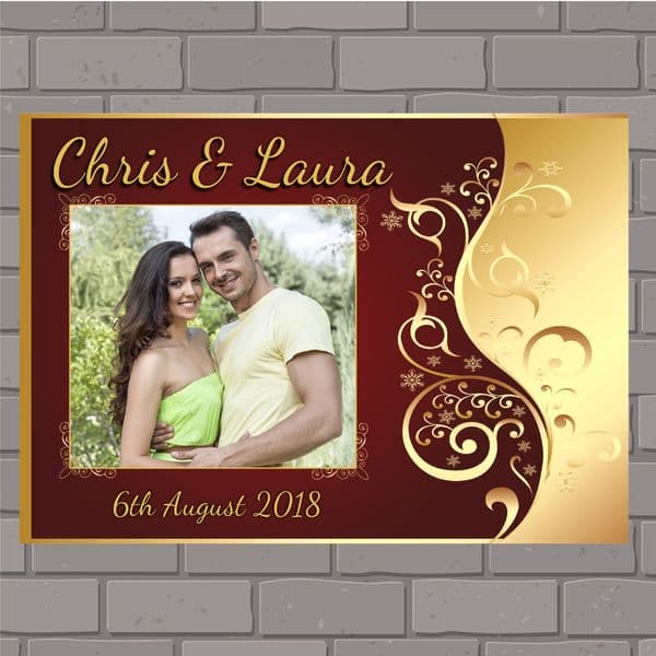 Personalised Congratulations Wedding Engagement Anniversary Party PHOTO Poster Banner N151 Red & Gold