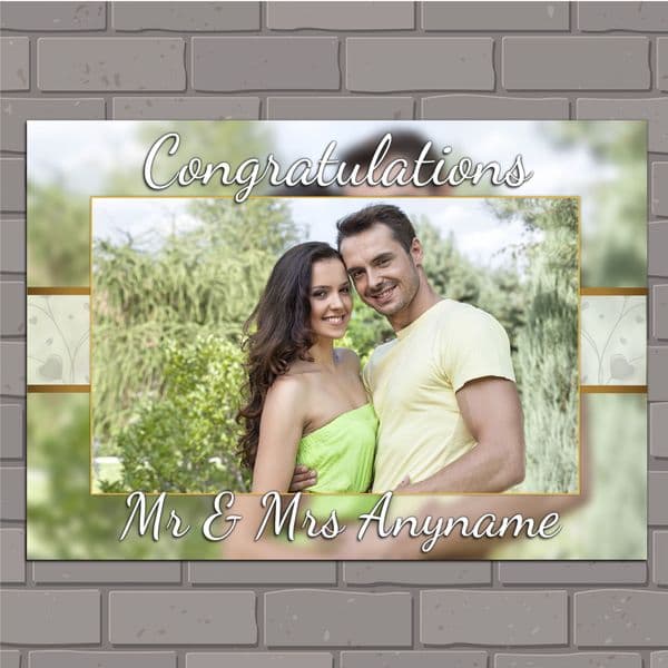 Personalised Congratulations Wedding Engagement Anniversary Party PHOTO Poster Banner N152 Bokeh Background