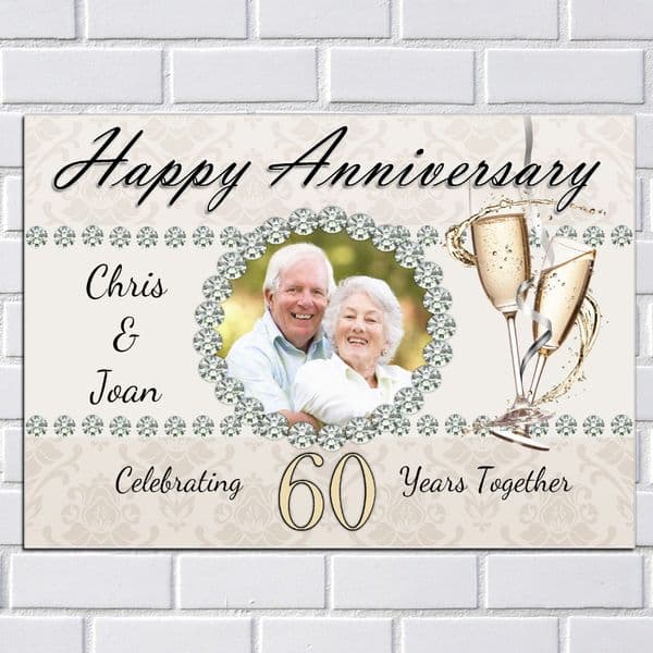 Personalised Diamond 60th Wedding Anniversary Party PHOTO Poster N49