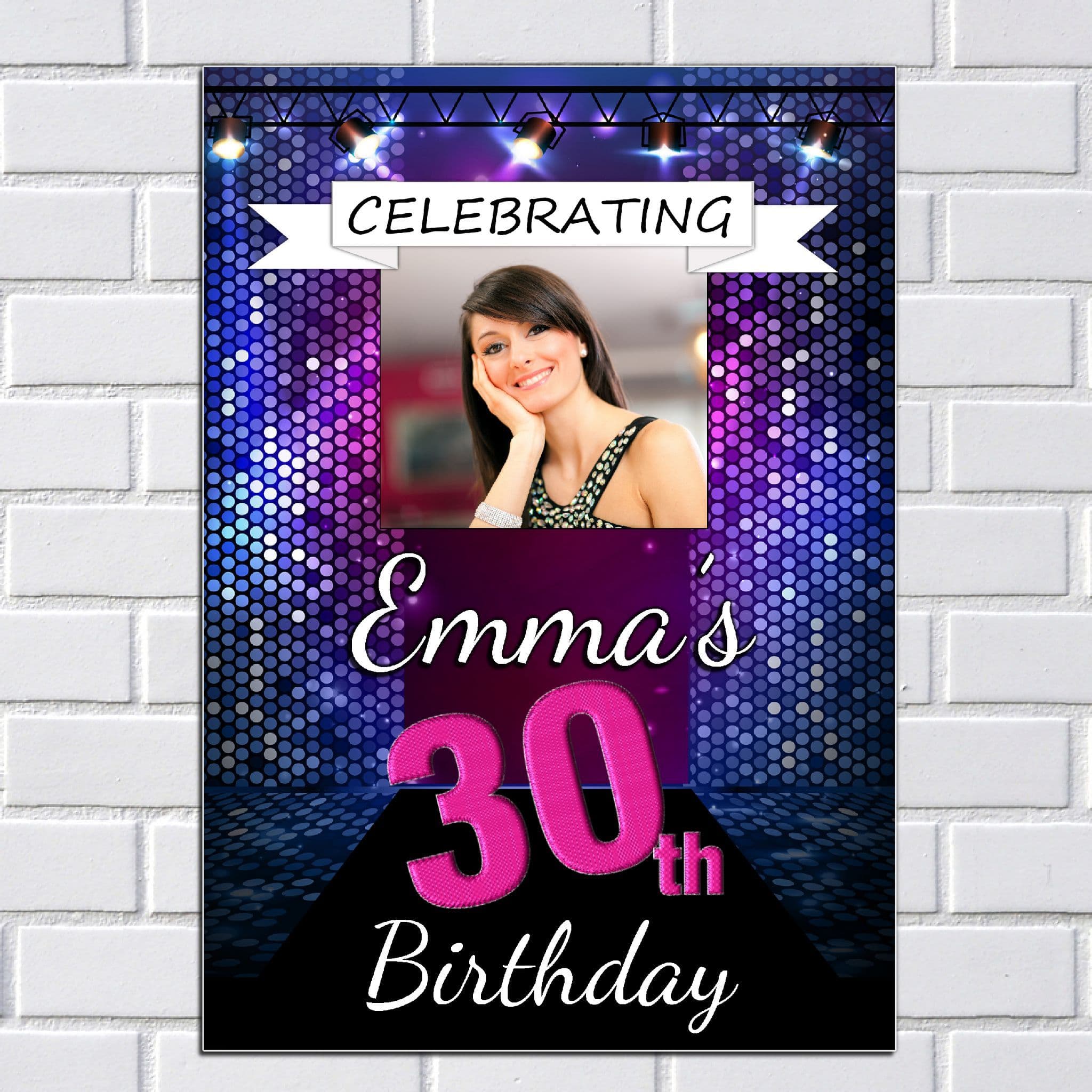 Personalisierbare Geburtstagsbanner – Mit Foto, Champagner-Design, Für 18., 30., 50. Etc., Innen & Außen