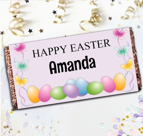 Personalised Easter Milk Chocolate Bar 110g - Happy Easter Gift N94