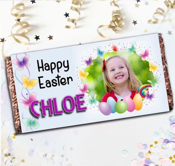 Personalised Easter Milk Chocolate Bar 110g - Happy Easter Gift N95