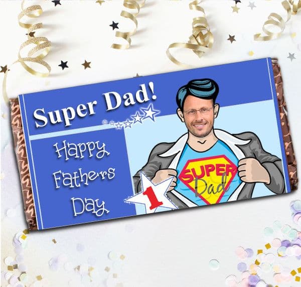 Personalised Fathers Day Milk Chocolate Bar - Super Dad N33