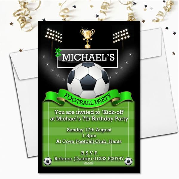 Personalised Football Birthday Party Invitations N108