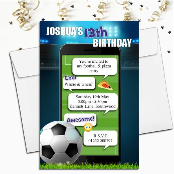 Personalised Football Birthday Party Invitations N228