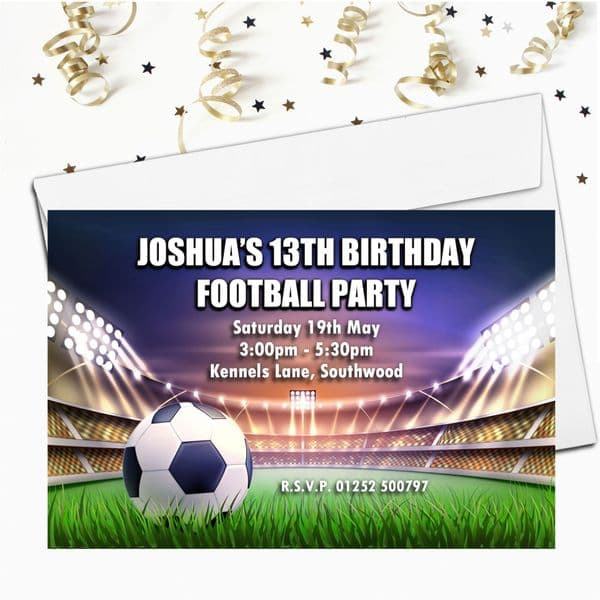 Personalised Football Birthday Party Invitations N229