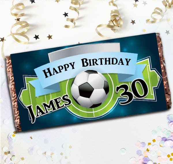 Personalised Football Soccer Happy Birthday 110g Chocolate Bar - Gift N60
