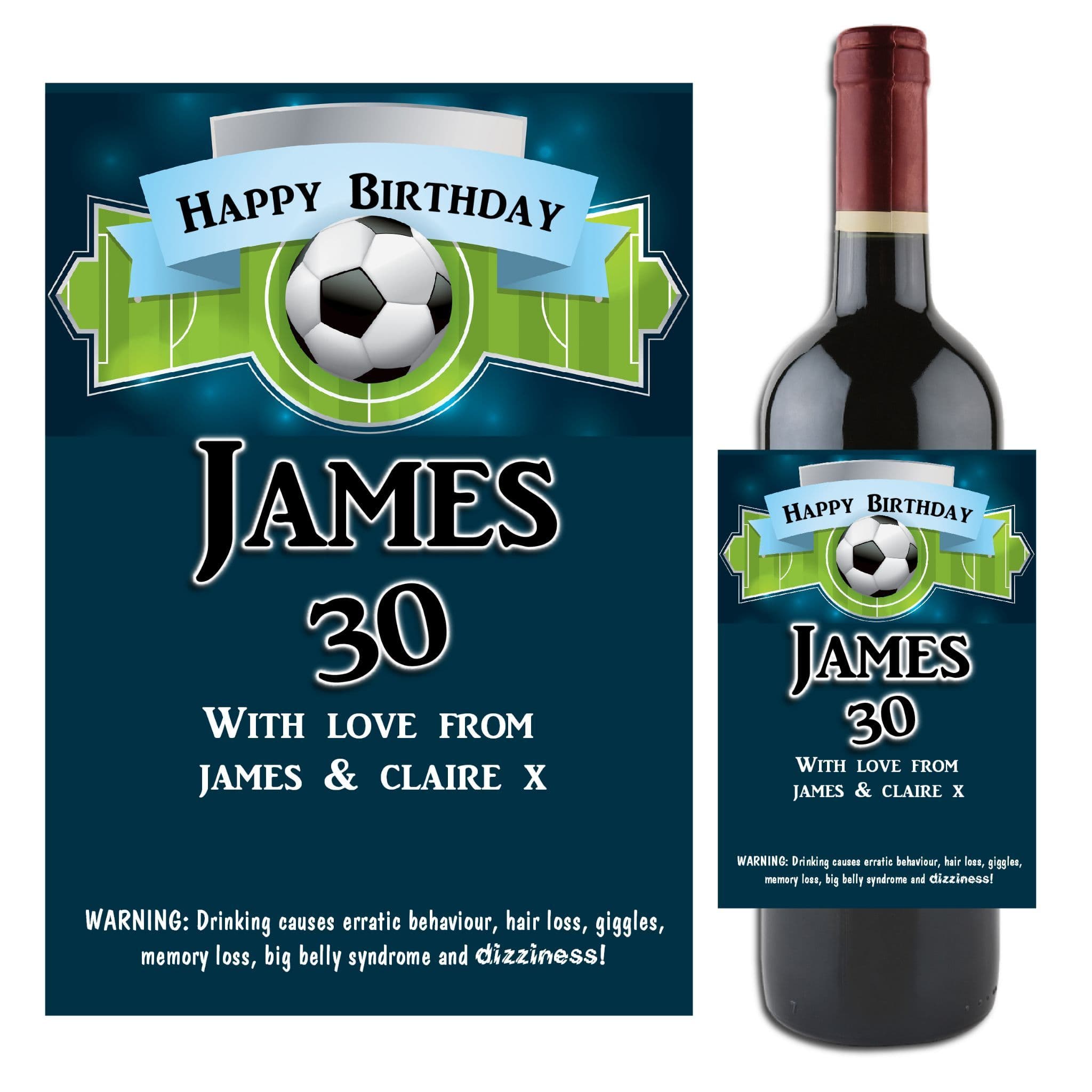 Personalised Football Wine Champagne Bottle Label N53 Great Gift Idea Personalised Football Wine Champagne Bottle Label N53 Great Gift Idea