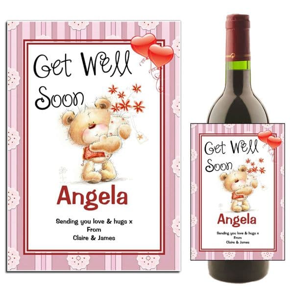 Personalised Get Well Soon Wine / Champagne Bottle Label N41