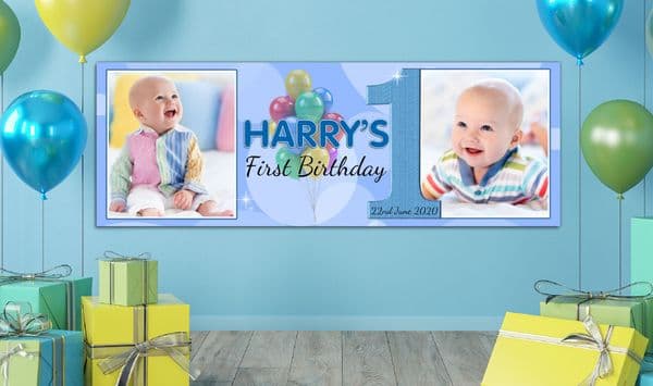 Personalised GIANT Large Boys Balloons Happy Birthday PHOTO Poster Banner N31 ANY AGE