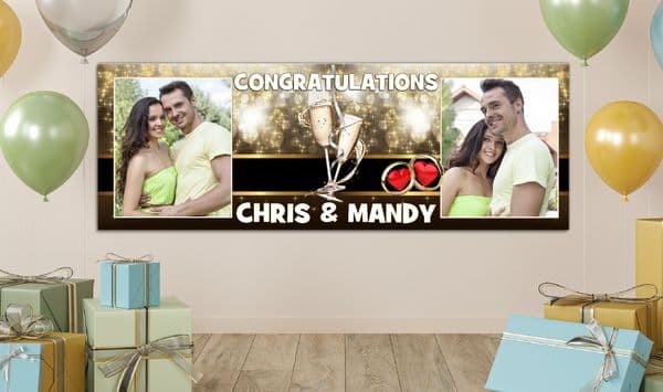 Personalised GIANT Large Congratulations Wedding Engagement Anniversary PHOTO Poster Banner N35