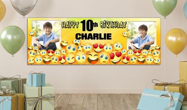 Personalised GIANT Large EMOJI Happy Birthday PHOTO Poster Banner N79 ANY AGE