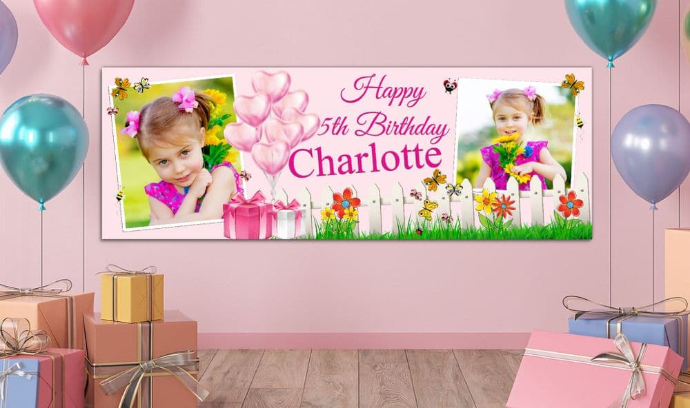 Personalised GIANT Large Pink Girls Butterfly Garden Happy Birthday ...