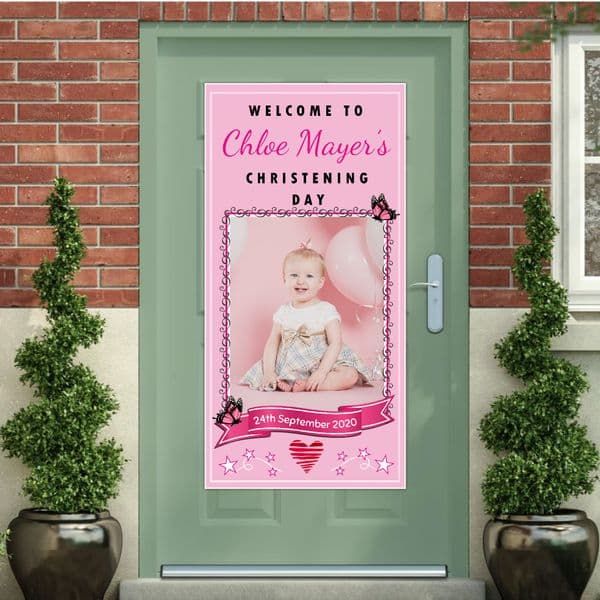 Personalised Girls Christening Baptism Door PHOTO Poster Banner N10
