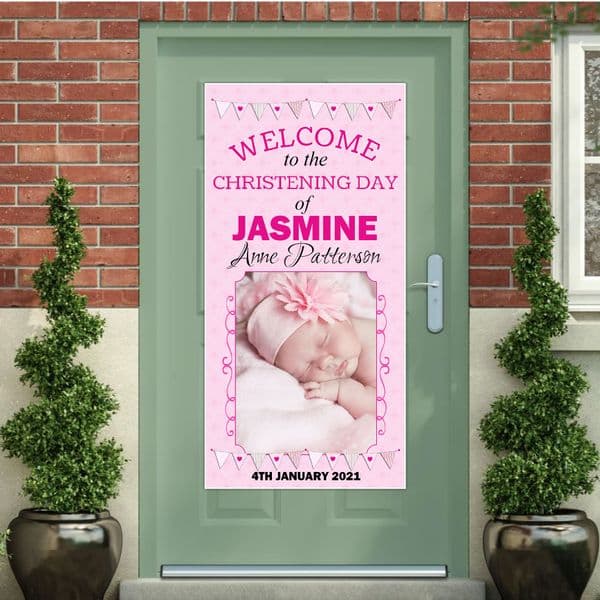 Personalised Girls Christening Baptism Door PHOTO Poster Banner ~ N23