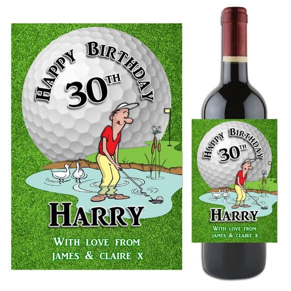 Personalised Golf Wine / Champagne Bottle Label N52 - Great gift idea!