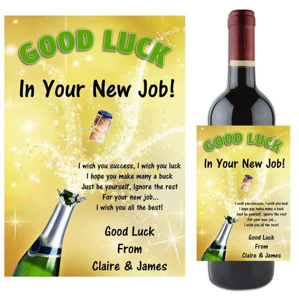 Personalised GOOD LUCK Wine / Champagne Bottle Label Gift Idea N62