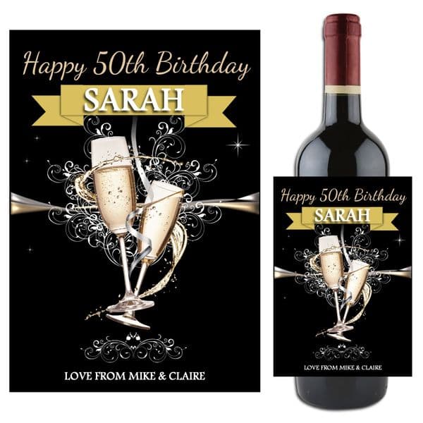 Personalised Happy 18th 21st 30th 40th Birthday Wine / Champagne Bottle Label N83 - Any Age