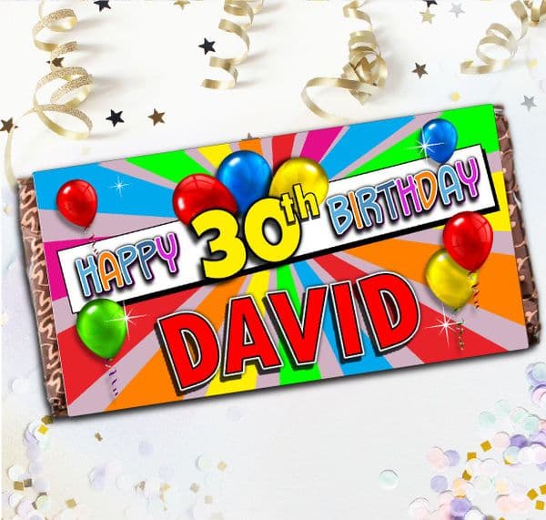 Personalised Happy Birthday Chocolate Bar Gift N123 - Rainbow Burst