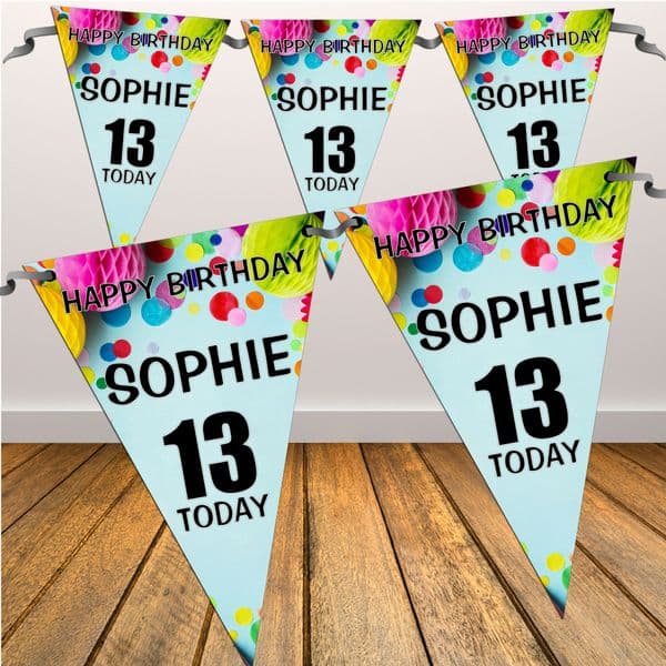 Personalised Happy Birthday Flag Bunting Banner - N1