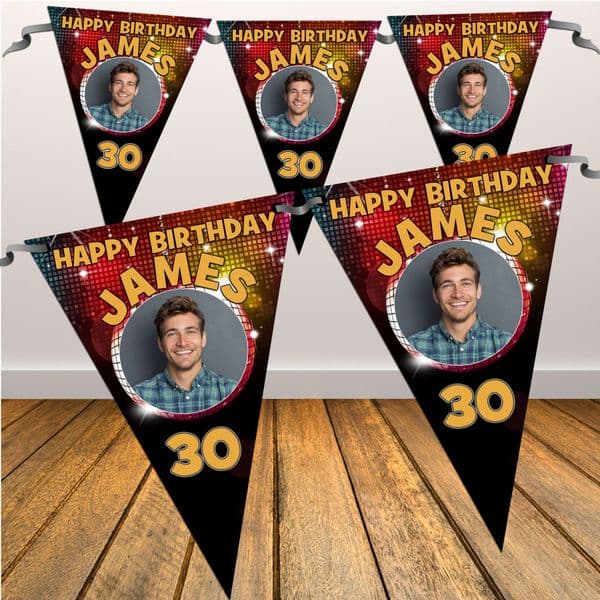 Personalised Happy Birthday Flag PHOTO Bunting Banner - N41