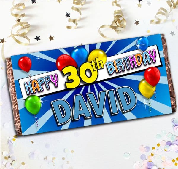Personalised Happy Birthday Milk Chocolate Bar Gift N124 - Blue Ray Blast