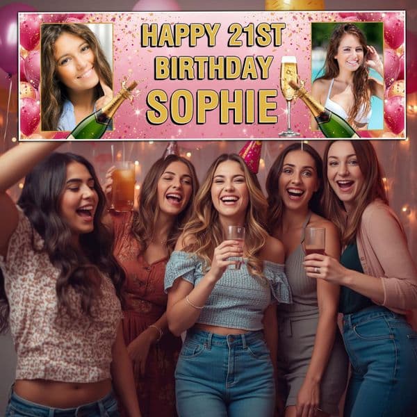 Personalised Happy Birthday Photo Banners N100 Any Age