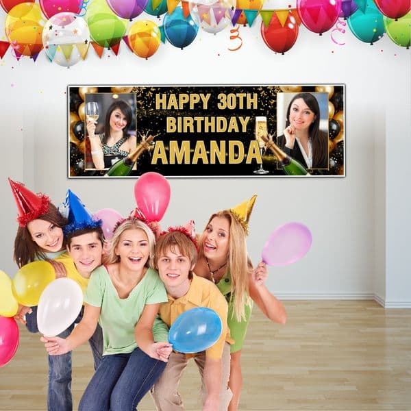 Personalised Happy Birthday Photo Banners N100 Any Age