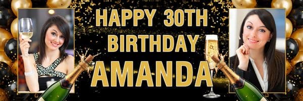 Personalised Happy Birthday Photo Banners N100 Any Age
