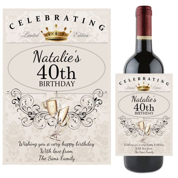 Personalised Happy Birthday Wine / Champagne Bottle Label Gift Idea N64