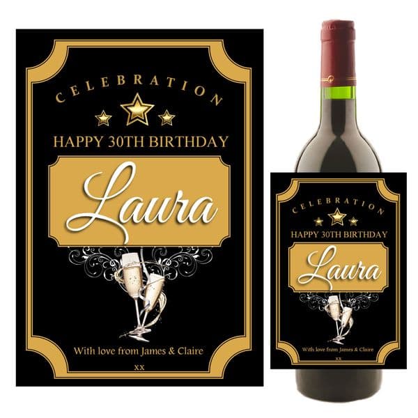 Personalised Happy Birthday Wine / Champagne Bottle Label Gift Idea N65