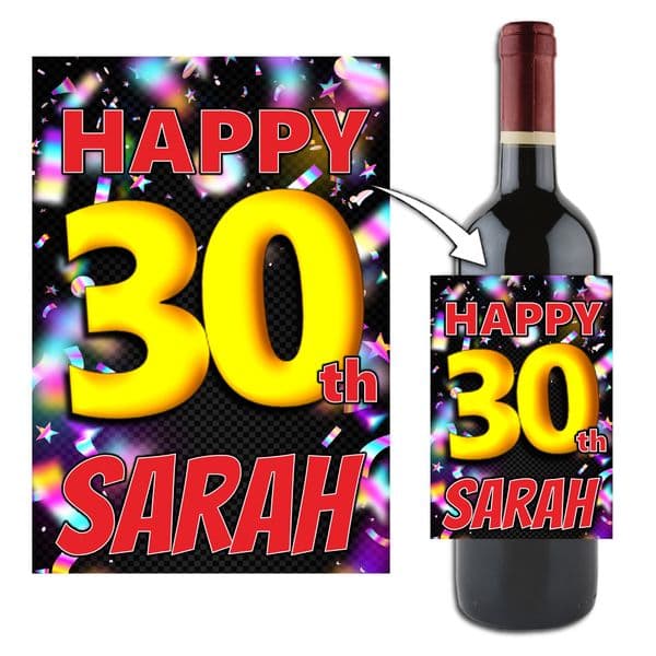Personalised Happy Birthday Wine / Champagne Bottle Label N194 - Any Age