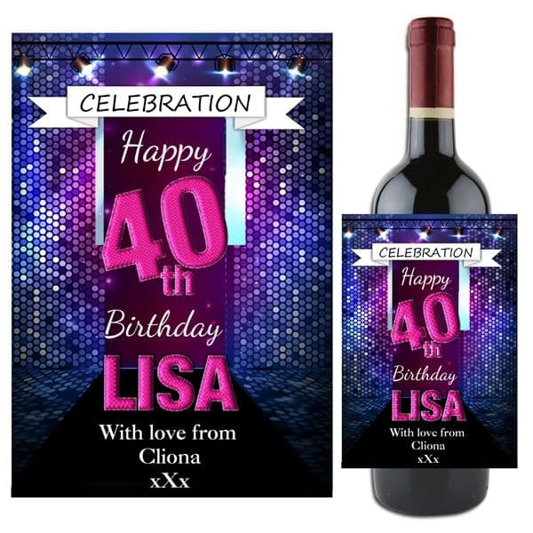 Personalised Happy Birthday Wine / Champagne Bottle Label N70 - Any Age