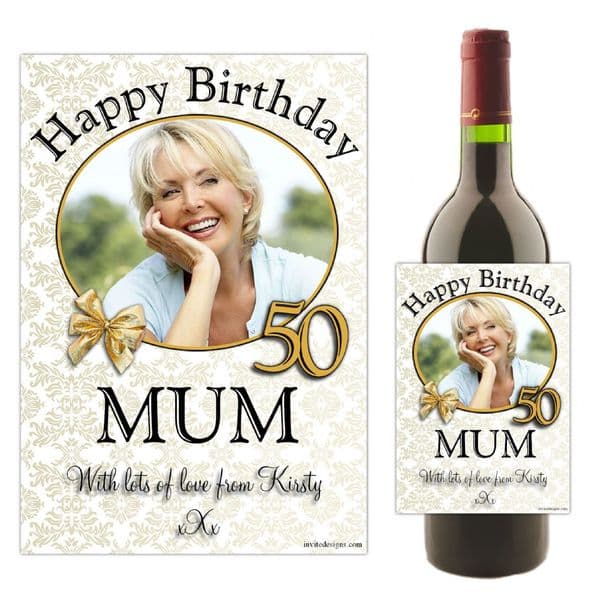 Personalised Happy Birthday Wine / Champagne Bottle PHOTO Label N17