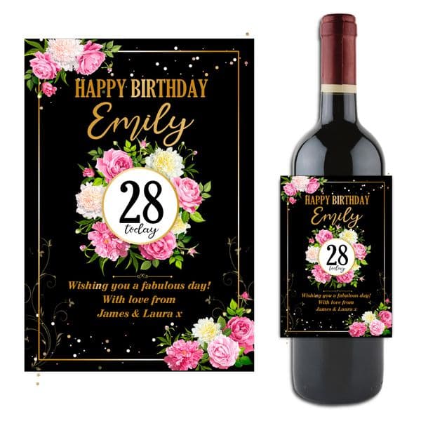 Personalised Happy Birthday Wine / Champagne Bottle Sticker Label N126