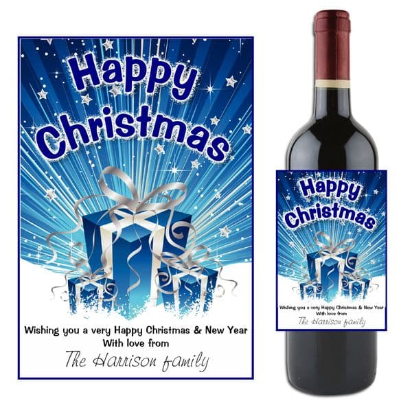 Personalised Happy Christmas Wine / Champagne Bottle Label N45